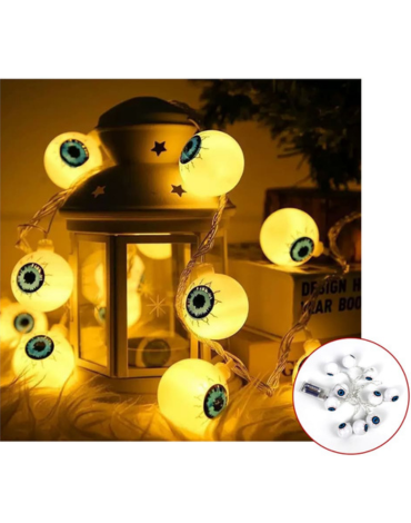 Guirnalda Halloween Diseño Ojos con Pila x 4 Unds. Medida: 2 Metros aprox.