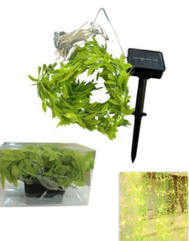 Guirnalda Hoja Artificial con Luces Solar x 4 Unds.Medida: 3 M x 1 M aprox