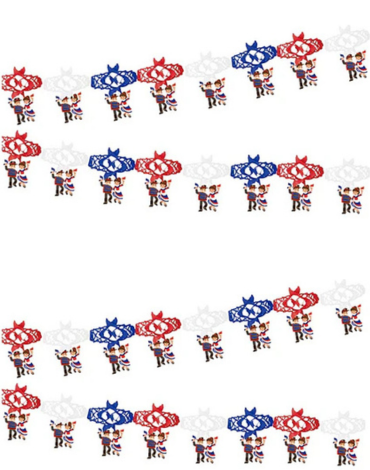 Guirnalda de Papel Fiestas Patrias Diseño Pareja x 12 Unds. Medidas: 2 mt aprox.
