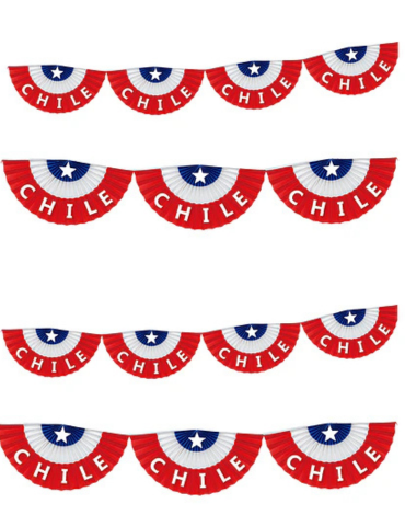 Guirnalda de Papel Fiestas Patrias Viva Chile x 6 Unds. Medidas: 2 Metros aprox.