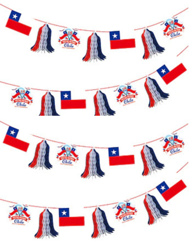 Guirnalda de Papel Fiestas Patrias x 6 Unds. Medidas: 2 .5 mt aprox.