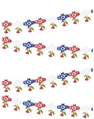 Guirnalda de Papel Fiestas Patrias Diseño Copihue x 12 Unds. Medidas: 2 mt aprox.