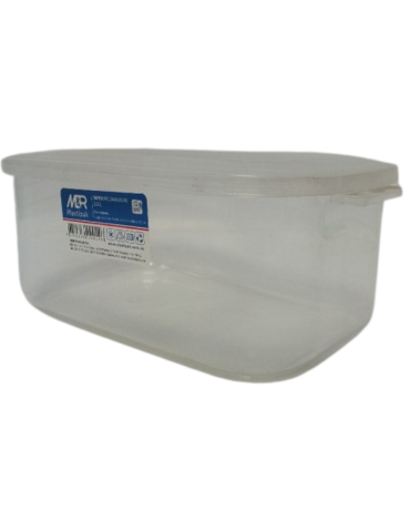 Envase Plástico Hermético Rectangular con Tapa x 4 Unds. Medida: 3 litros aprox.