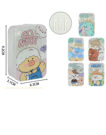 Hilo Dental para Niños 50 PCS  x 12 Unds. Medida: 9.2 X 3.1 x 6.3 cm aprox.