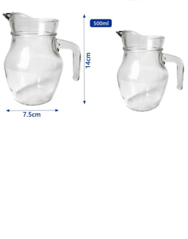 Jarra de Vidrio con Tapa x 12 Unds. Medida: 500 ML