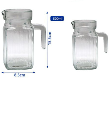 Jarra de Vidrio con Tapa x 12 Unds. Medida: 500 ML