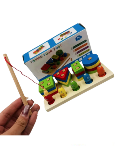 Juguete Didáctico de Madera Peces con Iman x 4 Unds