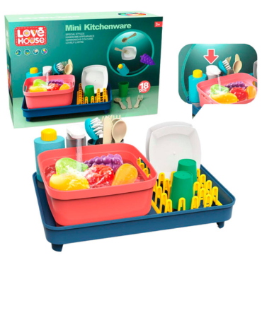 3 Set de Juguete Lava Plato.Medida: 34 x 3.5 x 16 cm aprox.(1 set Trae: 18 PCS)