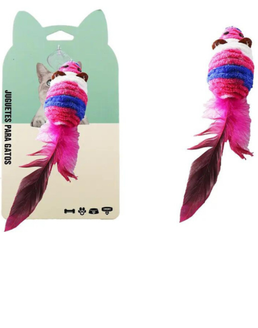 Juguete para Gatos Ratón con Pluma x 12 Unds.