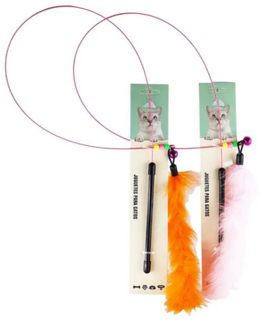 Juguete para Gatos Varita de Hierro Largo con Pluma  x 12 Unds.