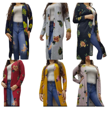 Kimono Dama Floreado Colores Surtidos  x 4 Unds.