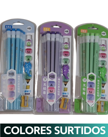 12 Set de Lápices de Grafito HB (Cada Set Trae 12 Pcs)