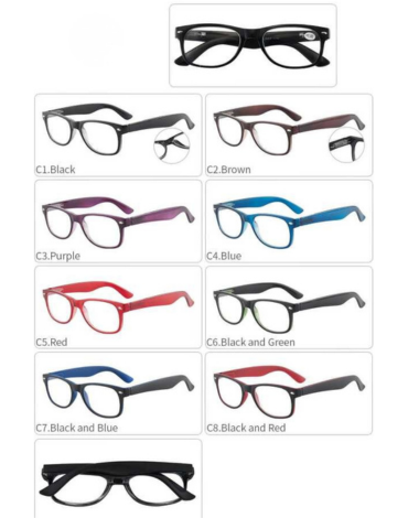 Lentes Ópticos Colores Surtidos (Elegir Medida) x 20 Unds. Medida: 0.50 al 400