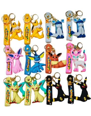 Llavero de Goma Pokémon Evee Modelos Surtidos x 12 Unds.