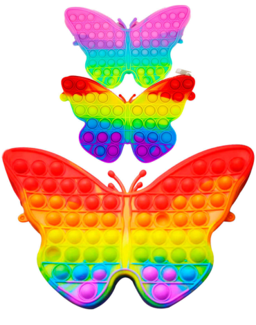 Carteras Pop Its Mariposa Colores Surtidos x 24 Unds. Medida: 24 x 17cm aprox