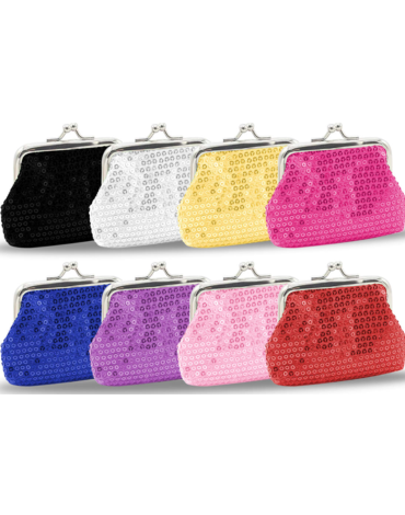 Monederos de Lentejuelas Colores Surtidos x 12 Unds.