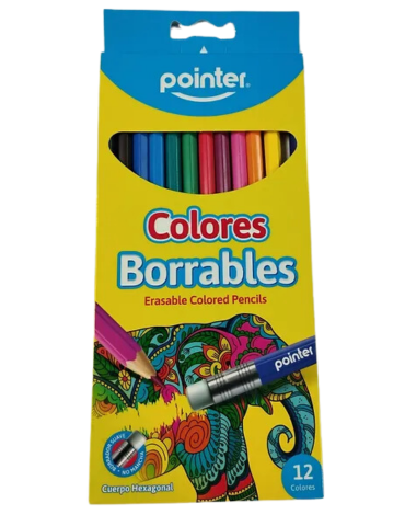6 Cajas Lápices Hexagonal Pointer de Colores Borrable .(1 Estuche Trae:12 PCS)