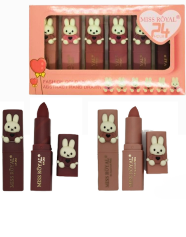 3 Set Labial Conejitos 24 Horas (Cada Set Trae 6 PCS)