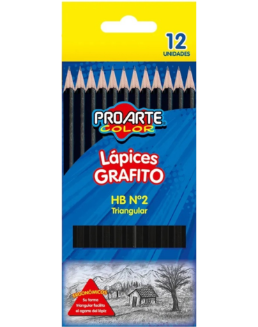 4 Set de Lápices Grafito PROARTE HB N2 Triangular (1 Set Trae: 12 lápices)