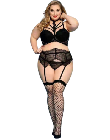 Lencería de Encaje con Liguero x 3 Unds. Talla: Plus Size