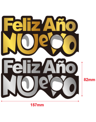 12 Set de Lente Feliz Año Nuevo .Medida: 15,7 x 82 cm aprox.(1 Set Trae: 6 PCS)