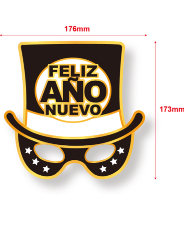 Lente Sombrero Año Nuevo  x 12 Unds.Medida: 17.6 x 17.3 cm aprox.