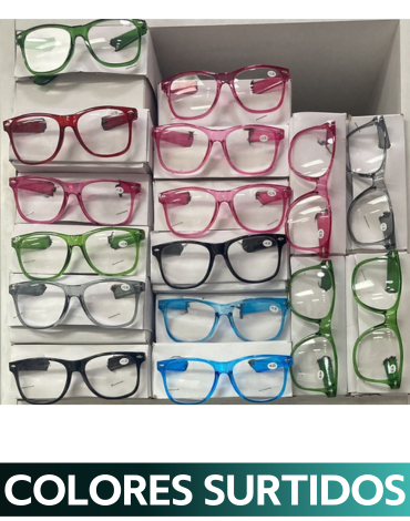 Lentes Óptico Colores Surtidos  con Medida  x 12  Unds .Mediadas:0.25  al 4.00