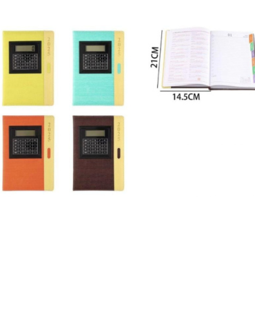 Libreta con Calculadora Colores Surtidos x 6 Unds. Medida: 21 x 14.5 cm aprox.