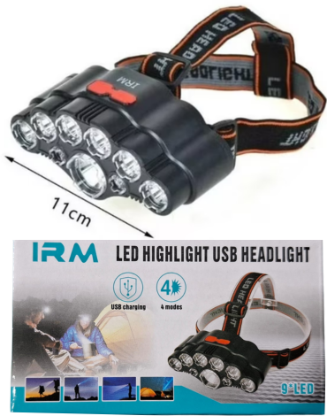 Linterna para Cabeza Recargable USB x 4 Unidad. Medida : 11 cm aprox.