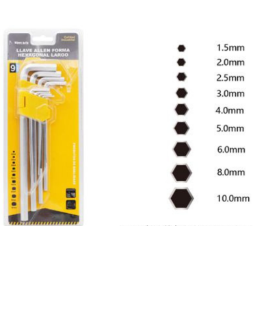 6  Set de Llave Allen (1 Set Trae: 9 PCS)