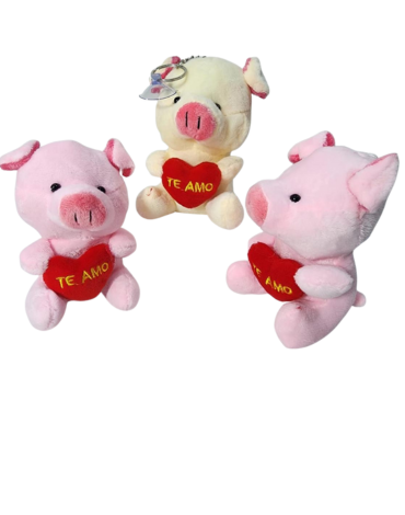 Llavero Peluche Cerdito Modelos Surtidos x 12 Unds.