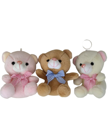 Llavero Peluche Osito con Lazo Colores Surtidos x 12 Unds.