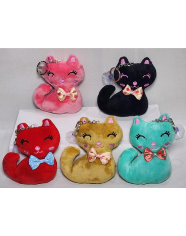 Llavero Peluche Gatitos con Ventosa Colores Surtidos x 12 Unds.