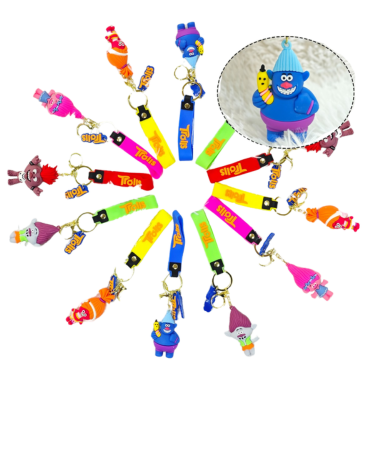 Llavero de Trolls Goma Colores Surtidos x 12 Unds.