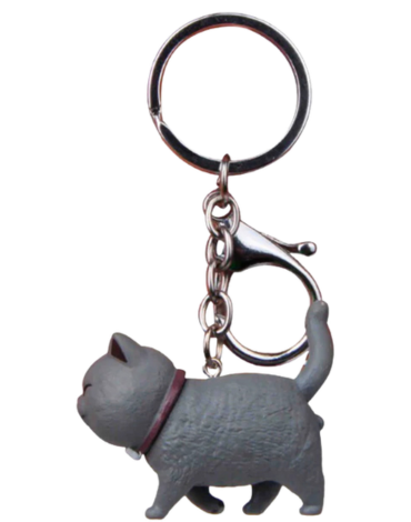 Llavero Figura de Gato Beige Gris x 12 Unds. Medida: 4 x 4.6 cm aprox.