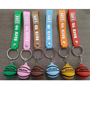 Llaveros  de Goma Diseño Basquetbol Colores Surtidos x 12 Unds.