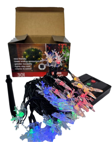 Luces de Copitos Solares 30 Led MultiColor x 4 Unds.Medida: 5 Mt aprox.