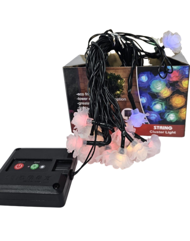 Luces de Flor Solares 30 Led MultiColor x 4 Unds.Medida: 5 Mt aprox.