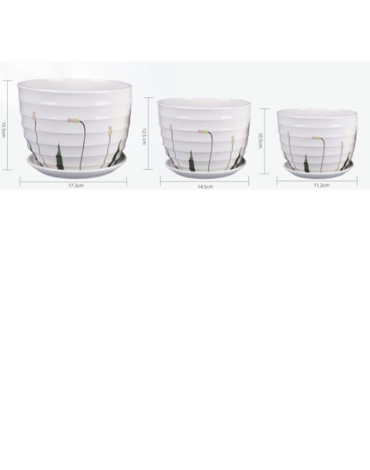 4 Set de Macetero de Cerámica con Diseño.(1 Set trae :3 PCS)