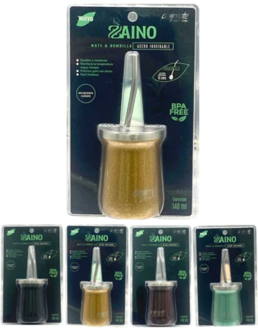 Mate Zaino con Bombilla Colores Surtidos x 3 Unds.
