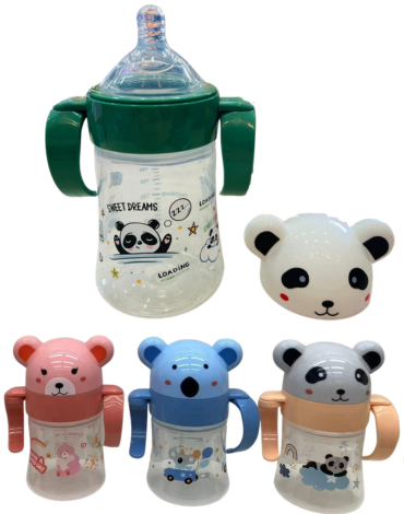 Mamadera de Plástico Osito Colores Surtidos x 4 Unds.Medida: 240 ML aprox.