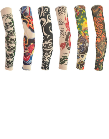 Mangas Tatuajes de Protección Solar  UV  x 12 Unds. Medida: 46 x 12 x 8 cm aprox.