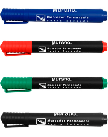 Marcador Permanente Punta Redonda Colores Surtidos x 24 Unds