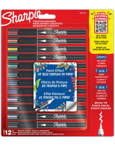3 Set Marcadores Acrylic Punta Pincel Sharpie (1 Set Trae 12 PCS)