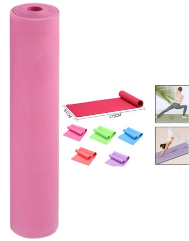 Mat de Yoga Colores Surtidos x 4 Unds. Medida: 61 cm x 173  cm x 4 mm aprox.