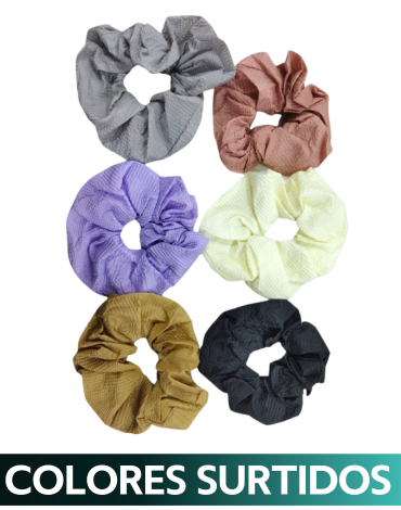 Maxi Scrunchies Colets con textura  x 36 Unds.