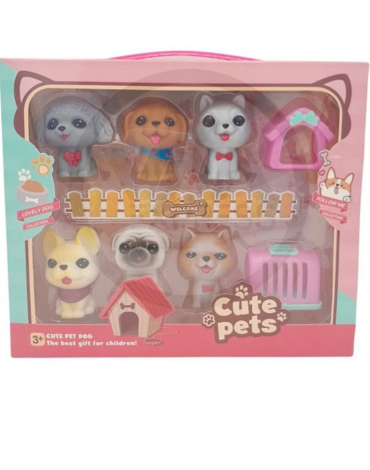 4 Set de Mini Cachorros y Accesorios (Cada Set Trae 8 PCS)