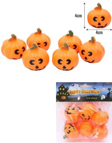 12 Set de Mini Calabaza Plástico para Halloween (1 Set Trae: 6 PCS) Medida: 4 x 4 cm aprox.
