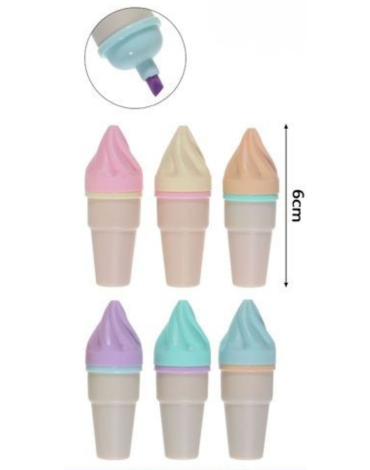 6 Set de Mini Resaltadores Colores Surtidos.(1 Set Trae: 6 PCS) Medida: 6 cm aprox.