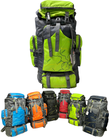 Mochilas de Camping Colores Surtidos  x 12 Unds. Medida: 75 x 30 cm aprox.